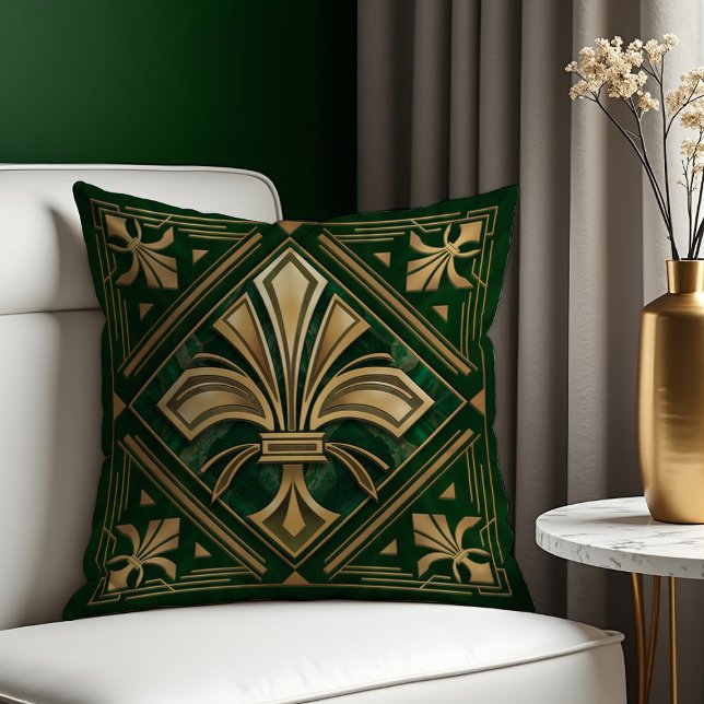 Art Deco Fleur-de-lis  Throw Pillow (Creator Uploaded)