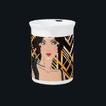 art deco, flipper girl, vintage,great Gatsby,chic Drink Pitcher<br><div class="desc">art deco,  flipper girl,  vintage, great Gatsby, chic, elegant, modern, trendy, gold, black</div>