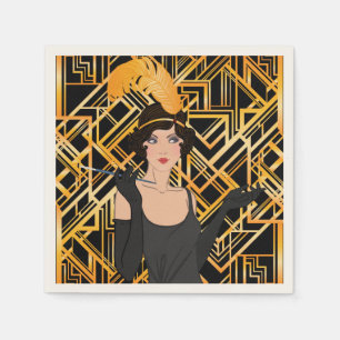 art deco, flipper girl, vintage,great Gatsby,chic, Paper Napkins