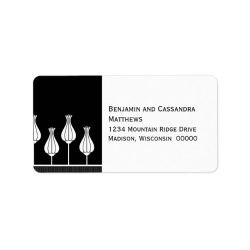 Art Deco Floral Address Labels Black Label