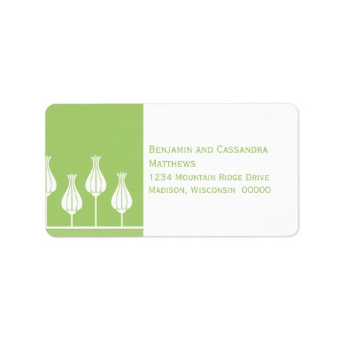 Art Deco Floral Address Labels Green Label