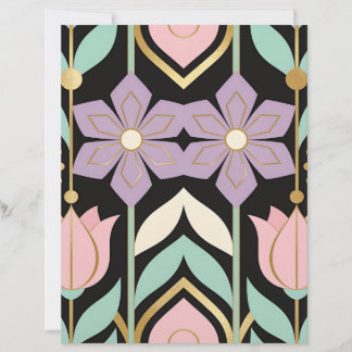 Art Deco Floral Black & Gold Scrapbook Paper