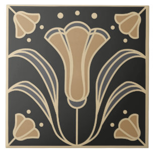 Art Deco Floral. Bluebell flowers 2 Ceramic Tile