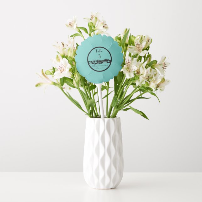 Art Deco Floral Border Wedding Table Number Balloon (Vase)