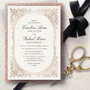 Art Deco Floral Botanical Wedding Foil Invitation