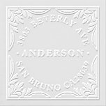 Art Deco Floral Family Name – Custom Address Embosser<br><div class="desc">Elevate your correspondence with Gatsby-era grandeur. This Art Deco Floral Family Name Embosser features a sophisticated geometric border of stylized leaves and graceful patterns, framing your family name in classic serif script. Your address curves elegantly in circular typography, creating a striking raised impression perfect for envelopes, stationery, or wax seals....</div>