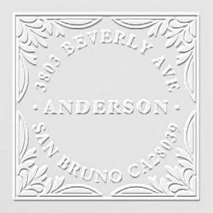 Art Deco Floral Family Name – Custom Address Embosser
