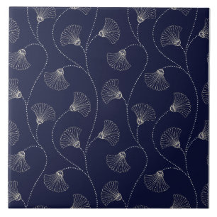 Art Deco Floral Fan Pattern Ceramic Tile