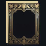 Art Deco Floral Frame Letterhead<br><div class="desc">This beautiful art deco stationery has a gold frame with leaves and geometric elements on a black background.  The back is a complementary shade of gold,  for easy printing if more space is needed.  Perfect for correspondence,  invitations,  and more.</div>