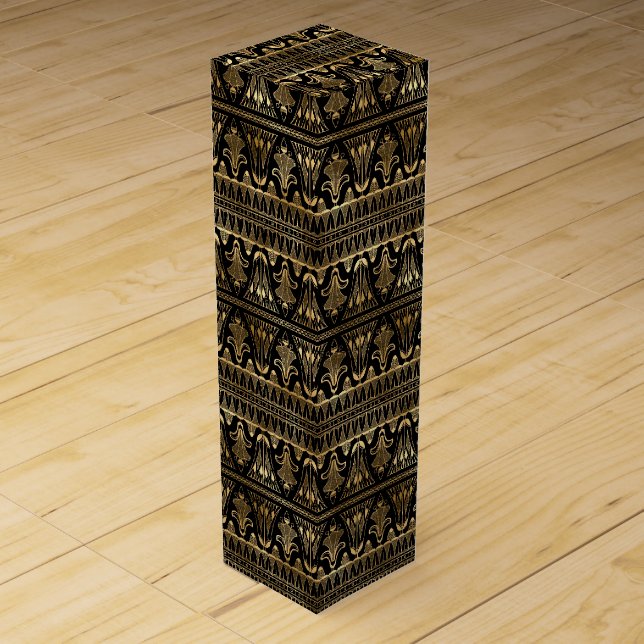 Art Deco Floral Geometric Pattern Design Wine Box (Front)