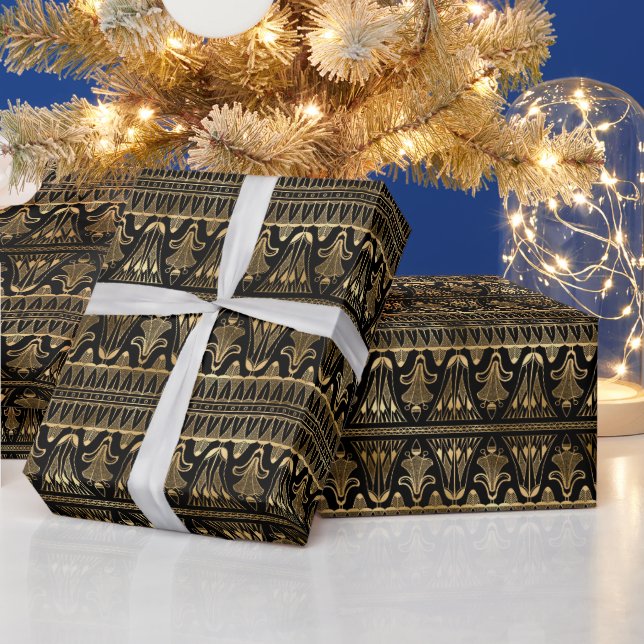 Art Deco Floral Geometric Pattern Design Wrapping Paper (Holidays)