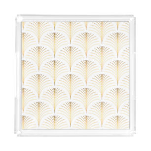 Art Deco Floral: Golden Elegance. Acrylic Tray