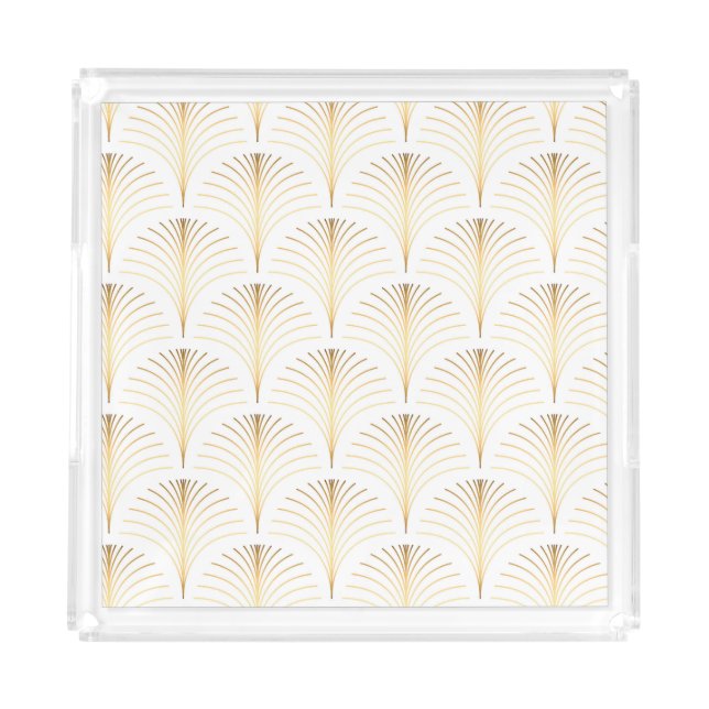 Art Deco Floral: Golden Elegance. Acrylic Tray (Front)