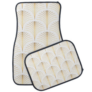 Art Deco Floral: Golden Elegance. Car Floor Mat