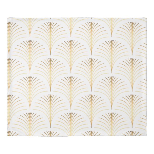 Art Deco Floral: Golden Elegance. Duvet Cover (Front)