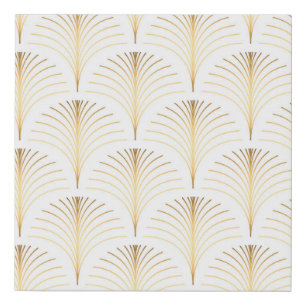 Art Deco Floral: Golden Elegance. Faux Canvas Print