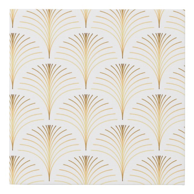Art Deco Floral: Golden Elegance. Faux Canvas Print (Front)