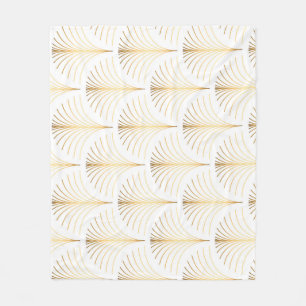 Art Deco Floral: Golden Elegance. Fleece Blanket