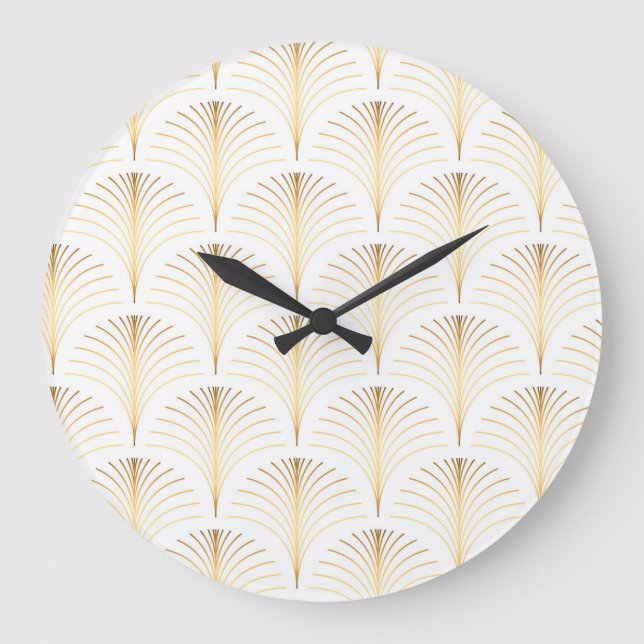 Art Deco Floral: Golden Elegance. Large Clock (Front)
