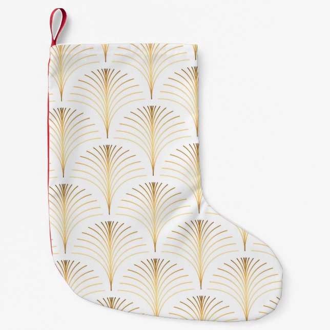 Art Deco Floral: Golden Elegance. Small Christmas Stocking (Front)