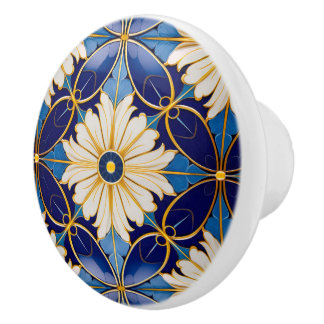Art Deco Floral Pattern Drawer Cabinet Ceramic Knob