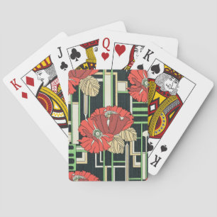 Art Deco Floral Poker Cards