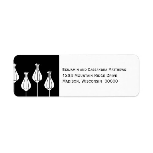 Art Deco Floral Return Address Labels Black Label