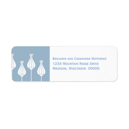 Art Deco Floral Return Address Labels Blue Label