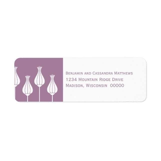Art Deco Floral Return Address Labels, Lavender Label (Front)