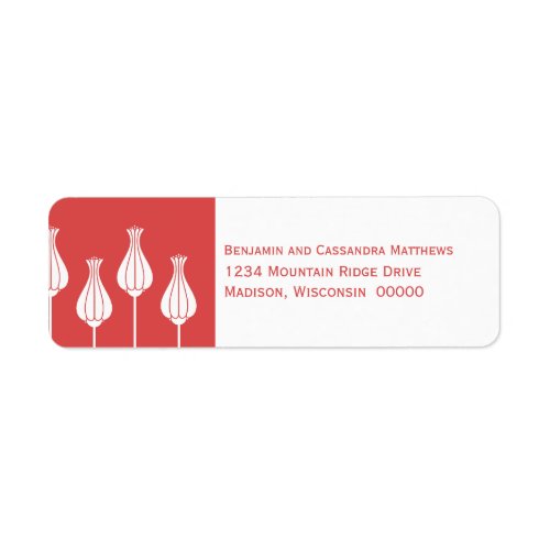 Art Deco Floral Return Address Labels Red Label