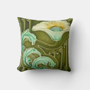 Art Deco Floral Throw Pillow