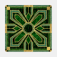 Art Deco Floral Tile, Emerald Green