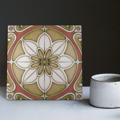 Art Deco Floral Wall Decor Art Nouveau Backsplash Ceramic Tile