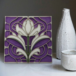 Art Deco Floral Wall Decor Art Nouveau Ceramic Til Ceramic Tile