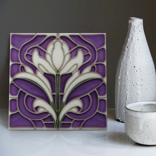 Art Deco Floral Wall Decor Art Nouveau Ceramic Til Ceramic Tile