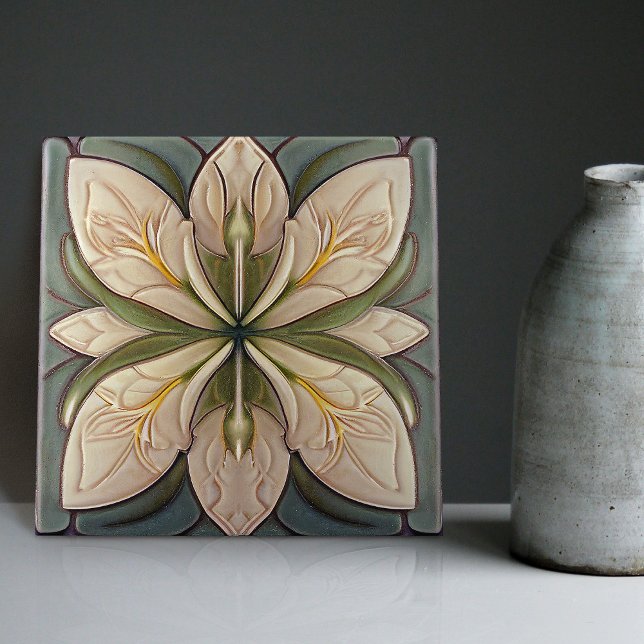 Art Deco Floral Wall Decor Art Nouveau Ceramic Til Tile (Creator Uploaded)