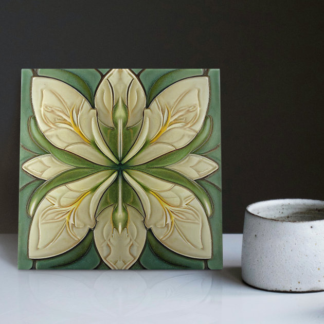 Art Deco Floral Wall Decor Art Nouveau Ceramic Tile Zazzle