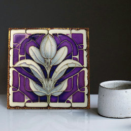 Art Deco Floral Wall Decor Art Nouveau Ceramic Tile
