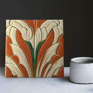 Art Deco Floral Wall Decor Art Nouveau Ceramic Tile