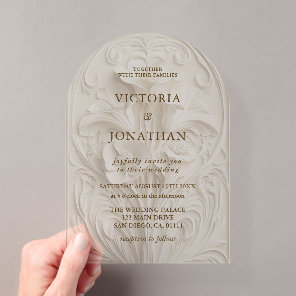 Art Deco Floral Wedding Acrylic Invitations