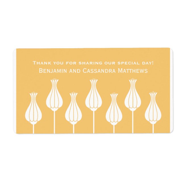 Art Deco Floral Wedding Labels, Coral Label (Front)