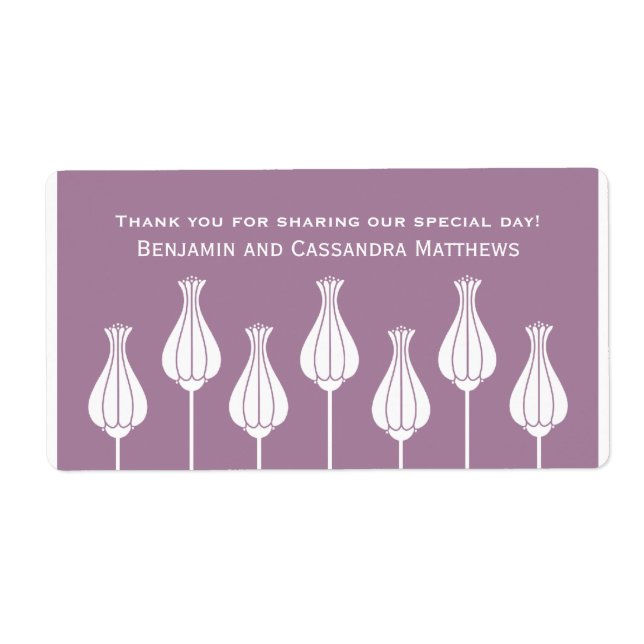 Art Deco Floral Wedding Labels, Lavender Label (Front)
