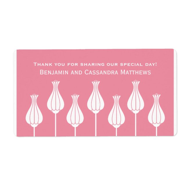 Art Deco Floral Wedding Labels, Pink Label (Front)