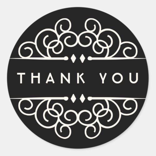 Art Deco Flourish Thank You Classic Round Sticker