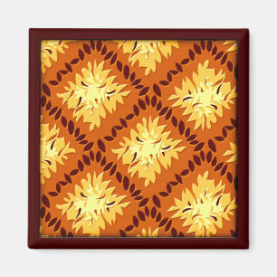 Art Deco Flower Grid - Pumpkin (magnet) Magnet