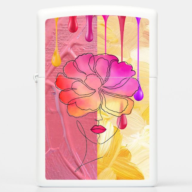 Art Deco Flower Head Lady Zippo Lighter (Front)