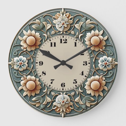Art Deco Flower Large Clock
