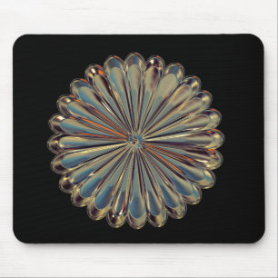 Art deco flower medallion black gold mouse pad