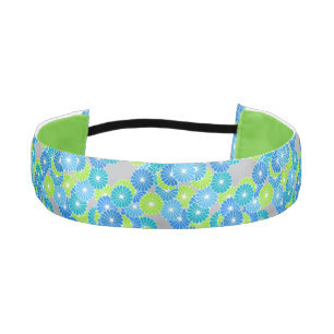 Art Deco flower pattern - blue and lime green Athletic Headband