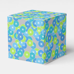 Art Deco flower pattern - blue and lime green Favor Boxes